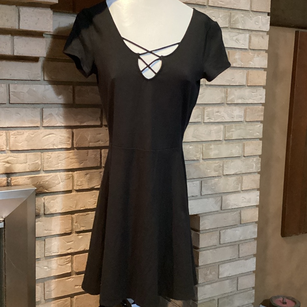 Hollister Black Mini Dress with Crisscross Neckline